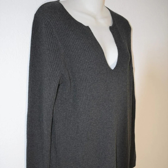 Anthropologie Tunic Sweater Sz M Merino Wool Neutral Lagenlook Minimalist Soft - Picture 2 of 14
